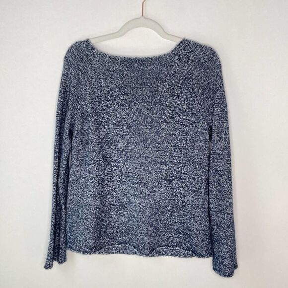 Theory Blue Speckled Knit Wide Neck Sweater Cashmere Linen sz. S #QQ - Picture 4 of 9